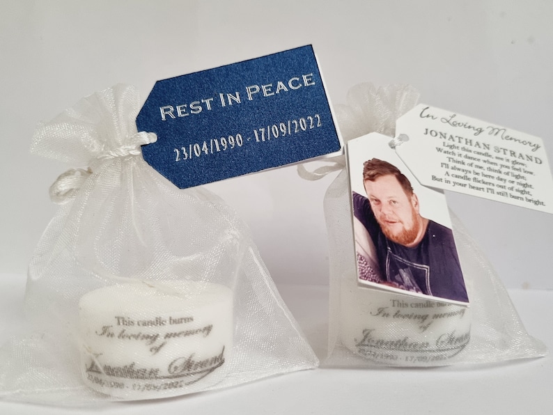Memorial Tealight Candle Favours for Funerals, Wakes or Anniversary's