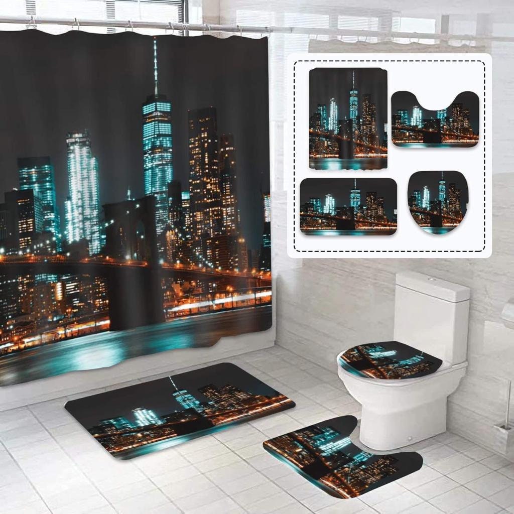 Shower curtain set with rugs deals