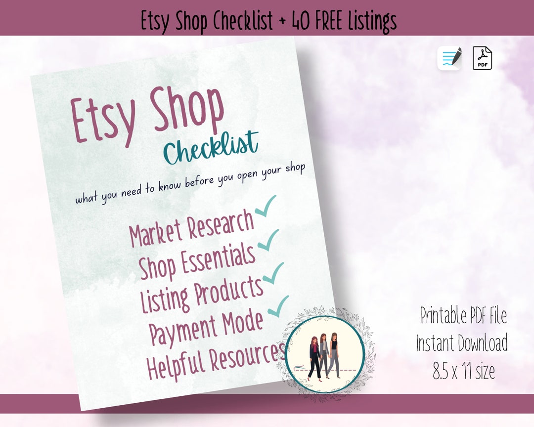 How to Open an Etsy Shop Checklist, Free Etsy Listings, Etsy 101, Etsy