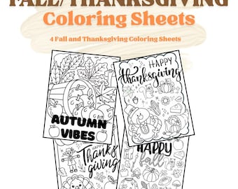 Fall Thanksgiving Coloring Pages | Printable Autumn Activity (PDF Download)