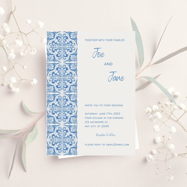 Wedding Invite, Save-the-date and RSVP Postcard. Digital Download, Instant Wedding Template for Canva Fully customizable invite, RSVP