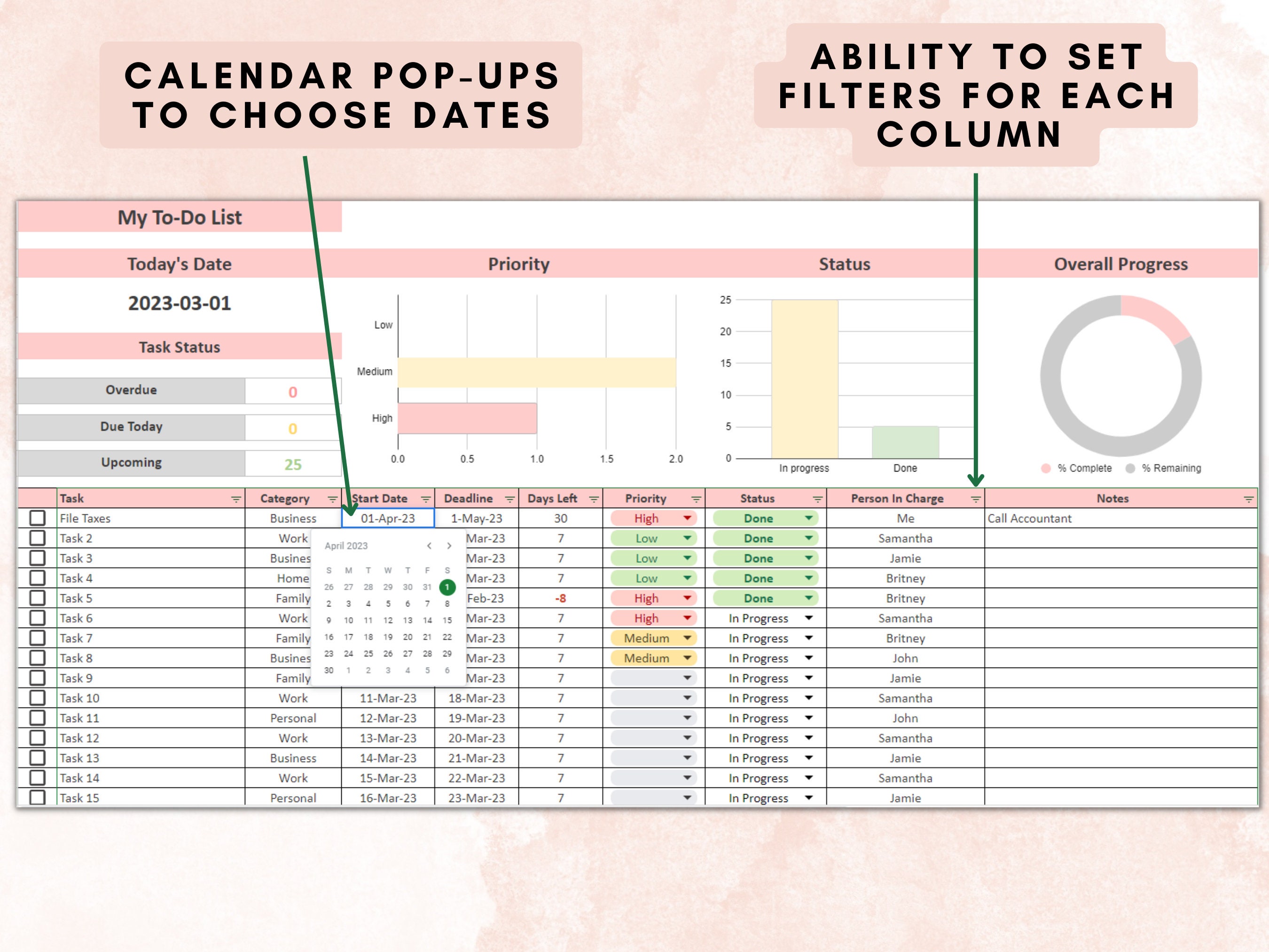 To do list google sheets template task tracker task planner spreadsheet