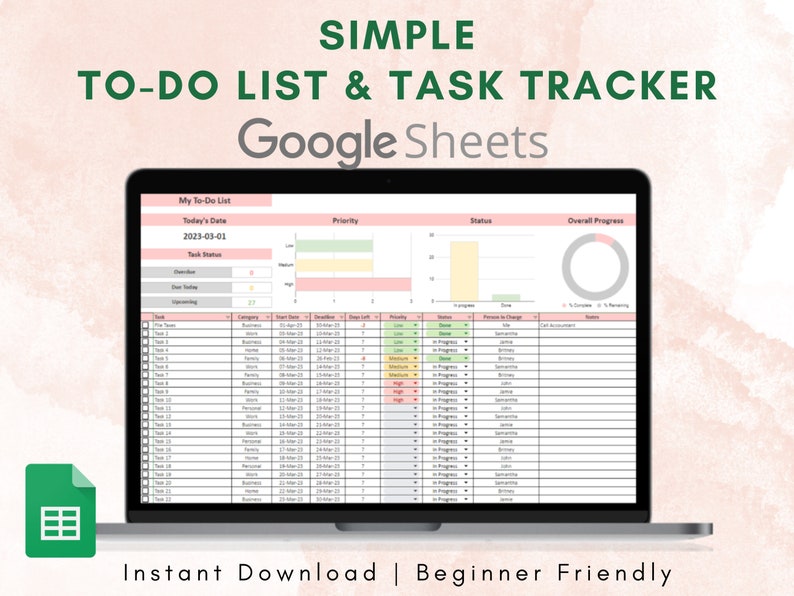 To Do List Google Sheets Template Task Tracker Task Planner Spreadsheet To Do List Google Sheets Template Task Tracker Task Planner Spreadsheet