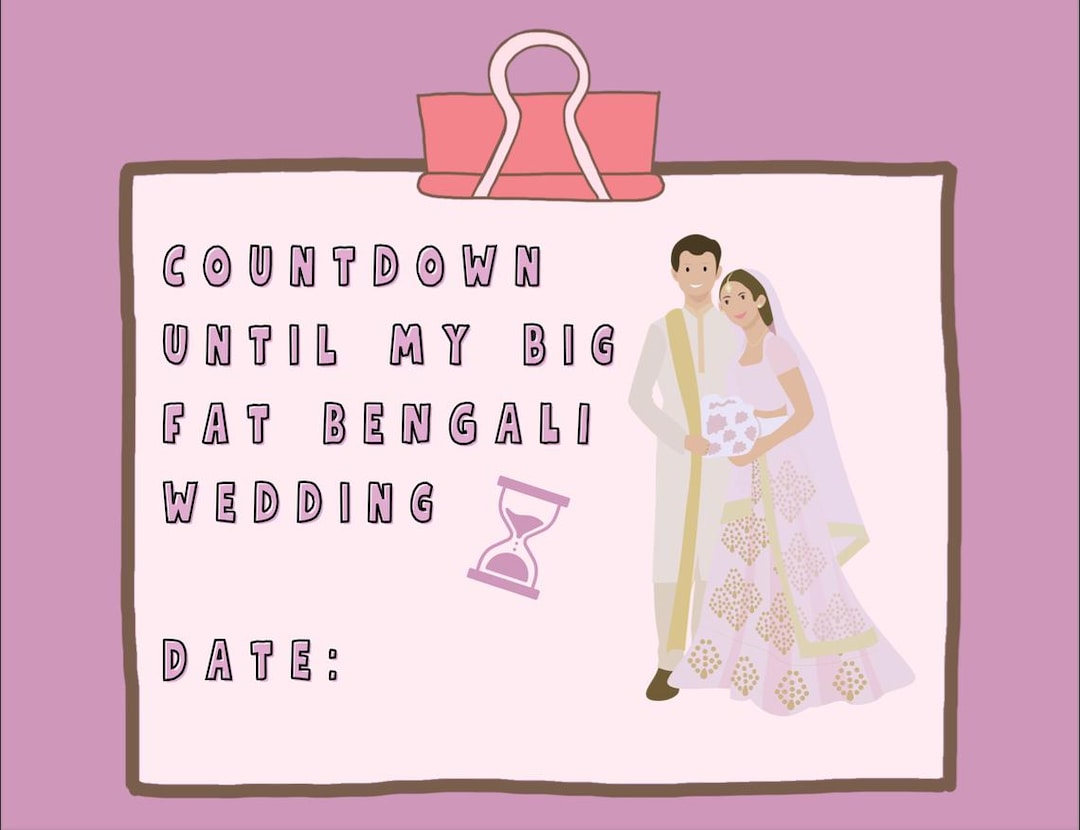 DIGITAL Countdown to My Big Fat Bengali Wedding Calendar/ Organiser
