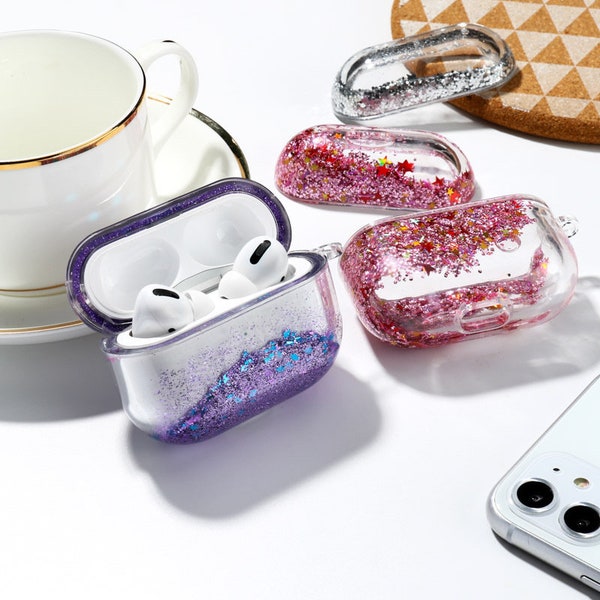 Airpod Pro & Pro 2 Clear Glitter Case for Apple 3rd Generation with Name Initials or Monogram, Quotes, Sayings