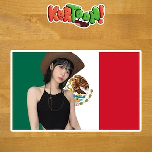 Chaewon Mexico Kpop LeSserafim Flag Artwork Laminated Vinyl Waterproof Die-cut Sticker Pack Laptop Waterbottle Macbook Computer (x3 ct.)