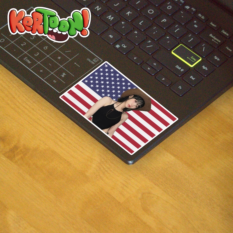 Chaewon American Kpop LeSserafim Flag Artwork Laminated Vinyl Waterproof Die-cut Sticker Pack Laptop Waterbottle MacBook Computer x3 ct. image 2