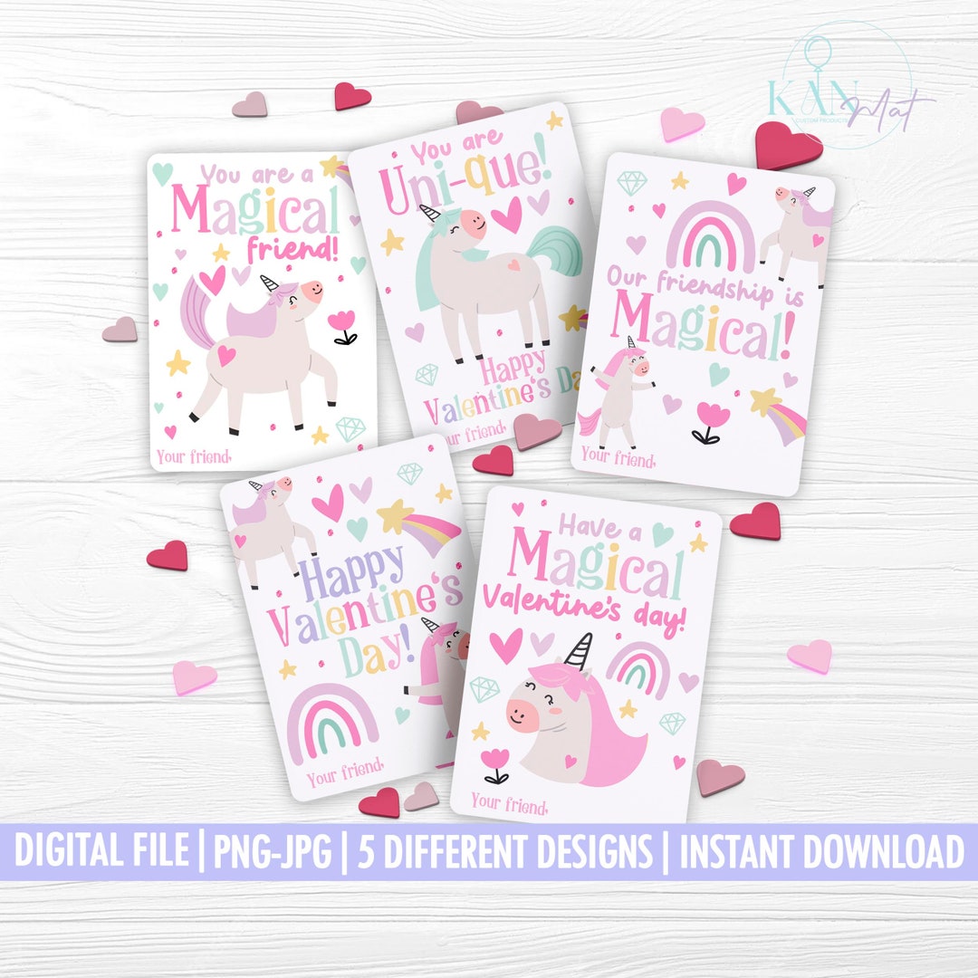 Unicorn Valentine Cards for Kids, Kids Valentine Cards, Unicorn ...