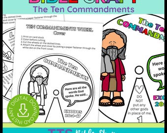 Ten Commandments Spinner Wheel Craft, Bible Activity (Digital Download)