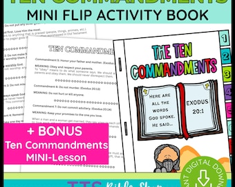 Christian Bible Ten Commandments Flip Book – Sunday School Activity Pack (Digital Download)