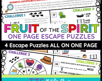 Fruit of the Spirit Bible Escape Room Puzzles – Galatians 5 Activity (Digital Download)