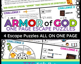 Armor of God Bible Escape Room Puzzles – Ephesians 6 Activity (Digital Download)