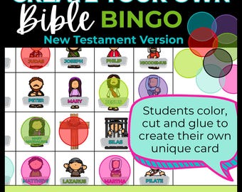 New Testament Bible Bingo Coloring Pages: Create Your Own Game (Printable)