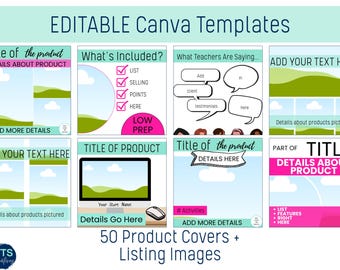 Editable Canva Templates for Teacher Sellers - TPT & Etsy Mockup Listing Images Bundle