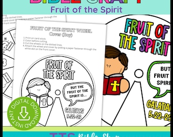 Christian Fruit of the Spirit Spinner Wheel Craft, Bible Activity (Digital Download)