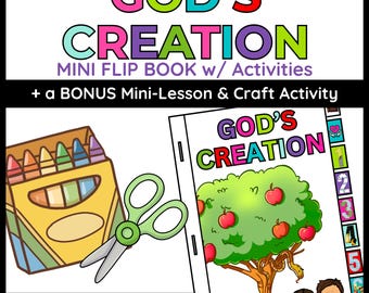 Christian Bible God's Creation Story Mini Flip Book – Sunday School Activity (Digital Download)