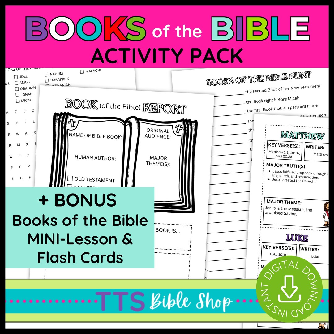 Printable Books of the Bible Christian Activity Pack – Kids Sunday ...