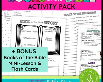 Printable Books of the Bible Christian Activity Pack – Kids Sunday School, Homeschool (Digital Download)