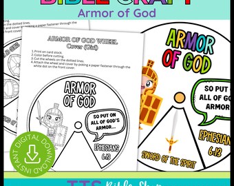 Christian Armor of God Spinner Wheel Craft, Bible Activity for Sunday School (Digital Download)