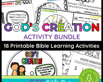 God's Creation Story Bible Craft Activity & Coloring Page Sunday School Bundle (Digital Download)