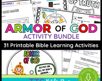 Armor of God Bible Craft Activity & Coloring Page Sunday School Bundle (Digital Download)