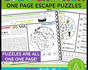God's Creation Story Bible Escape Room Puzzles – Genesis Activity (Digital Download)