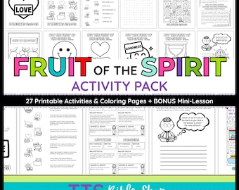 Fruit of the Spirit Bible Activity Pack: Elementary Homeschool, Sunday School Lessons