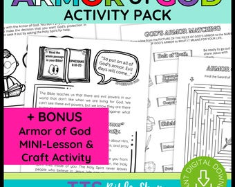 Armor of God Bible Activity Pack: Elementary Homeschool, Sunday School Lessons