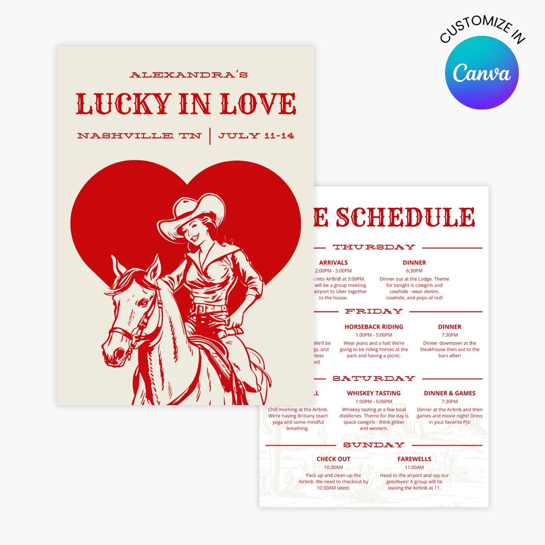 Lucky in Love Country Bachelorette Template – Editable Printable Digital  Download for Bachelorette Party or Bridal Shower 5x7 - Etsy