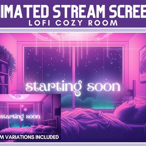 ANIMATED twitch overlay Package Purple | Lofi Stream Screens Cozy Stream Overlay Pink Lofi Twitch Overlay Animated Screens Cozy Aesthetic