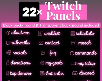 Twitch-panelen Roze neon Twitch-panelen Streaming Eenvoudig Twitch-paneelpakket Leuke Twitch-panelen Streampanelen Roze Minimalistische panelen Twitch