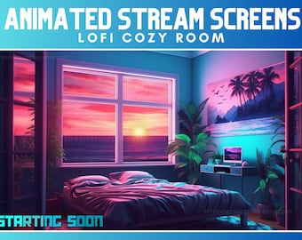 ANIMATED twitch scenes Lofi Cozy room Stream Screens Cozy Lofi Desk Stream Overlay Lofi Aesthetic Cozy Twitch Overlay Animated Screens Cozy
