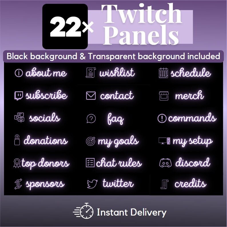 Twitch Panels Lila Twitch Panels Neon Stream Panels Einfache Niedliche Twitch Panels Lavendel Stream Panels Lila Minimalistische Panels Twitch