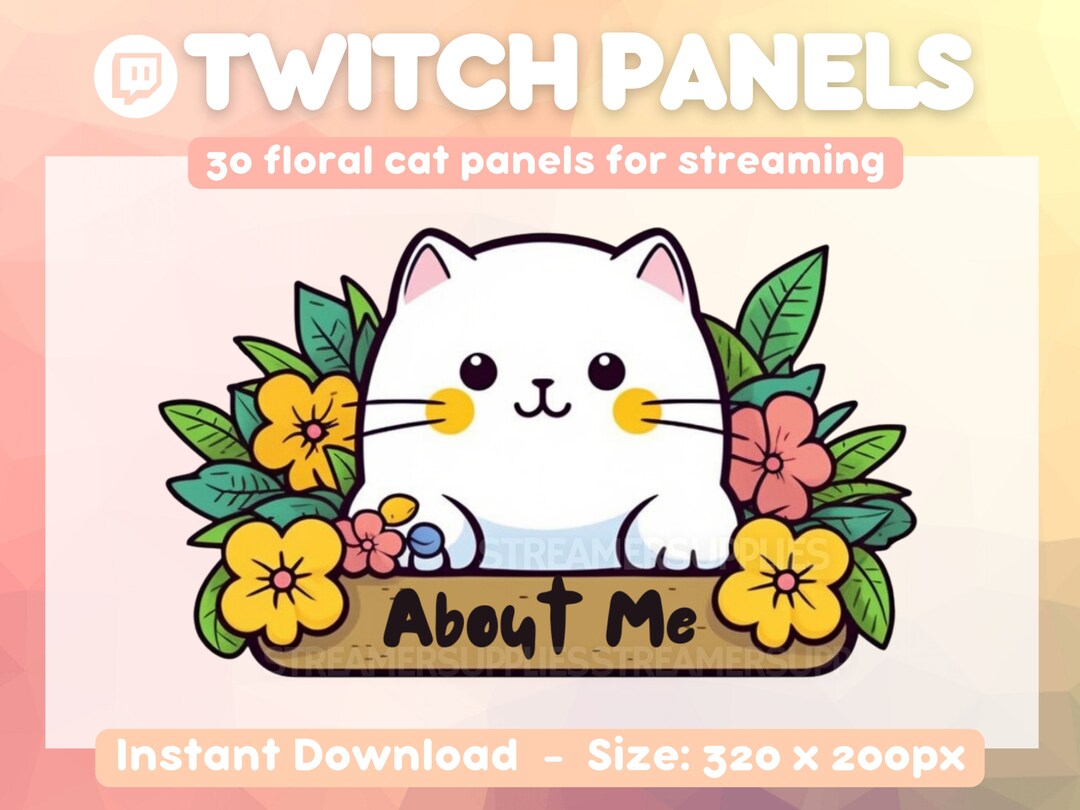 About Me Panel Twitch | Twitch Panels Cat, Flower Twitch Panels, Cozy ...