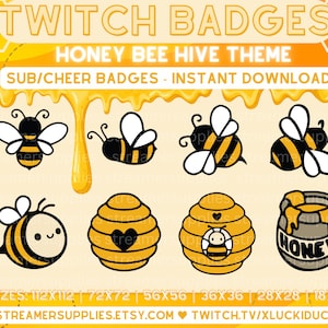 Twitch Emotes Bee Twitch Badge Cute Twitch Sub Badges Cute Twitch Bit Badges Bee Twitch Cheer Badges Twitch Bee Emotes Honeypot Twitch Badge