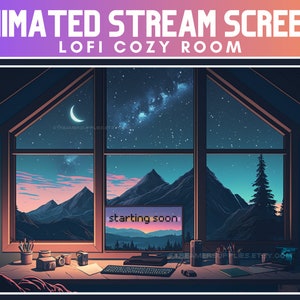 アニメーション化されたTwitchシーン Lofi CozyルームストリームスクリーンCozy LofiデスクストリームオーバーレイLofi美的Cozy Twitchオーバーレイアニメーション化されたスクリーンCozy