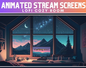 ANIMATED twitch scenes Lofi Cozy room Stream Screens Cozy Lofi Desk Stream Overlay Lofi Aesthetic Cozy Twitch Overlay Animated Screens Cozy
