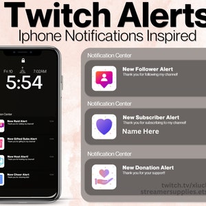 Lofi Twitch Alerts for Streaming | Ios Alerts Lofi Aesthetic Twitch Alerts Iphone Notifications Stream Alerts Clean Twitch Follower Alerts