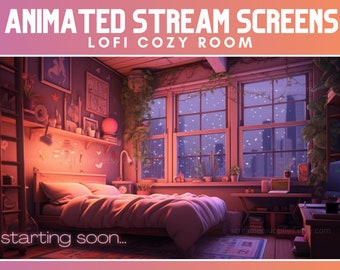 アニメーションTwitchオーバーレイLofi CozyルームストリームスクリーンCozy LofiデスクストリームオーバーレイLofi美的Cozy TwitchオーバーレイアニメーションスクリーンCozy