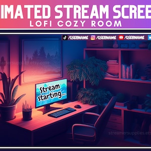 ANIMATED twitch scenes Lofi Cozy room Stream Screens Cozy Lofi Desk Stream Overlay Lofi Aesthetic Cozy Twitch Overlay Animated Screens Cozy