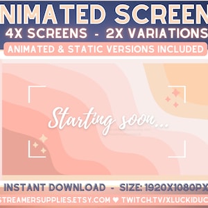 ANIMATED pink oranges scenes for Twitch  | Starting Soon, Be Right Back, Stream Ending, Currently Offline |