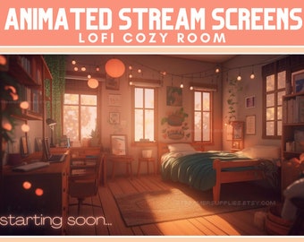 ANIMATED twitch scenes Lofi Cozy room Stream Screens Cozy Lofi Desk Stream Overlay Lofi Aesthetic Cozy Twitch Overlay Animated Screens Cozy