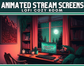 ANIMATED twitch scenes Lofi Cozy room Stream Screens Cozy Lofi Desk Stream Overlay Lofi Aesthetic Cozy Twitch Overlay Animated Screens Cozy