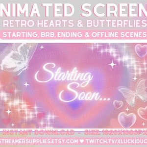 ANIMATED Twitch Overlay Package Pink Twitch Scenes Retro Stream Screen Cute Animated Stream Overlay Aesthetic Twitch Screens Pink Butterfly