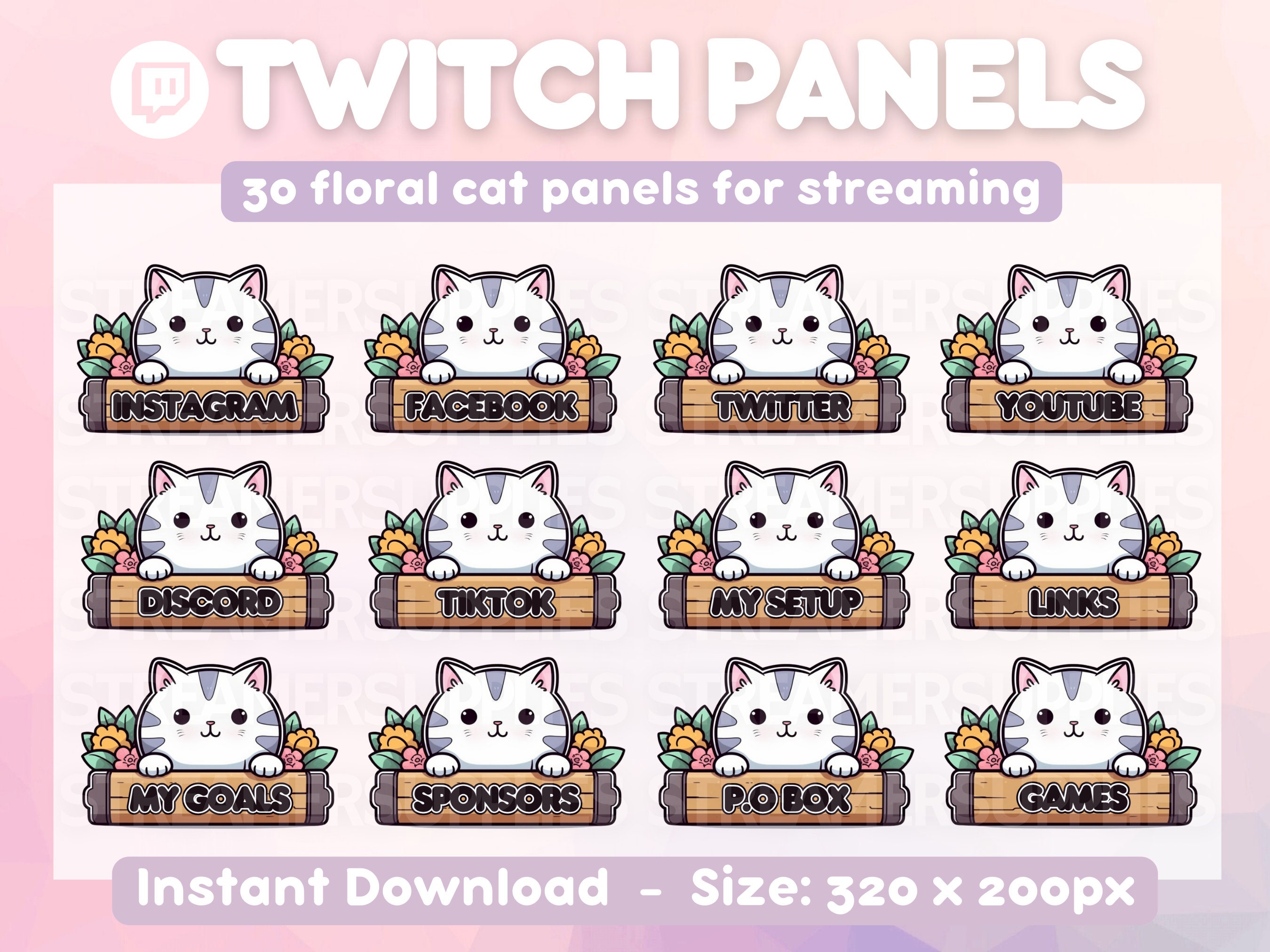 About Me Panel Twitch | Twitch Panels Cat, Flower Twitch Panels, Cozy ...