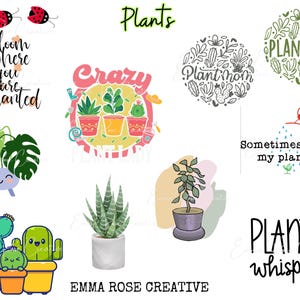 植物：ダイカットステッカーとマグネット - 植物、栽培、カタツムリ、多肉植物、園芸、ノートパソコン、ステッカー、冷蔵庫、予定表、日記、ママ、パパ