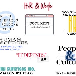 Personal/Arbete: Stansade klistermärken och magneter - Arbete, Företag, Karriär, Komedi, HR, Människor och kultur, E-post, Dokument