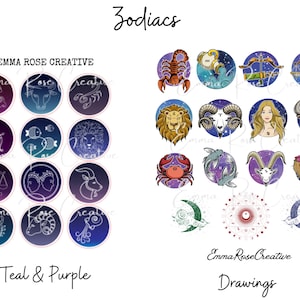 Zodiac Sheet Stickers - Gemini, Capricorn, Leo, Cancer, Taurus, Aquarius, Scorpio, Aries, Sagittarius, Pisces, Virgo, Libra, Astrology