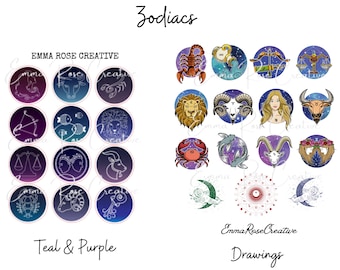 Sternzeichen Sticker - Zwilling, Steinbock, Löwe, Krebs, Stier, Wassermann, Skorpion, Widder, Schütze, Fische, Jungfrau, Waage, Astrologie