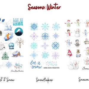Winter Sheet Stickers - Winter, Snowflakes, Snowmen, Freeze, Cold, Brr, Outside, Journal, Crafts, Scrapbook